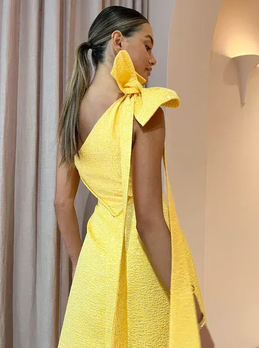 Rachel Gilbert Emiliano Midi Dress Lemondrop Size 1 / AU 8 - Image 4