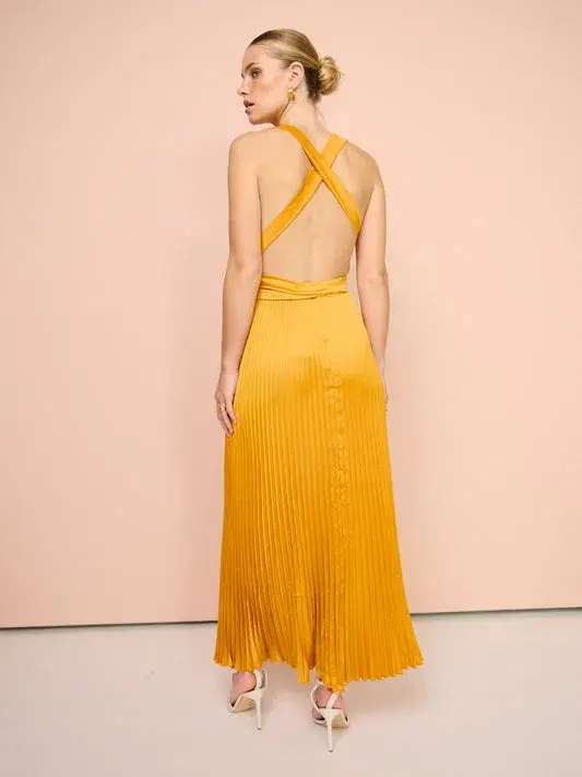 Lidee Moderniste Split Gown In Amber Orange Size 12 for rent on The Volte - main image