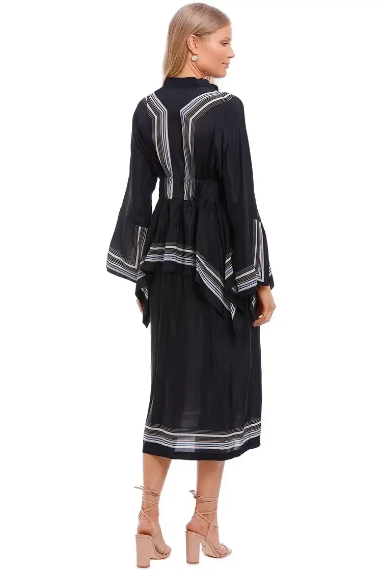 KITX Lady Boss Scarf Shirt Dress in Black Size 8 - Image 3