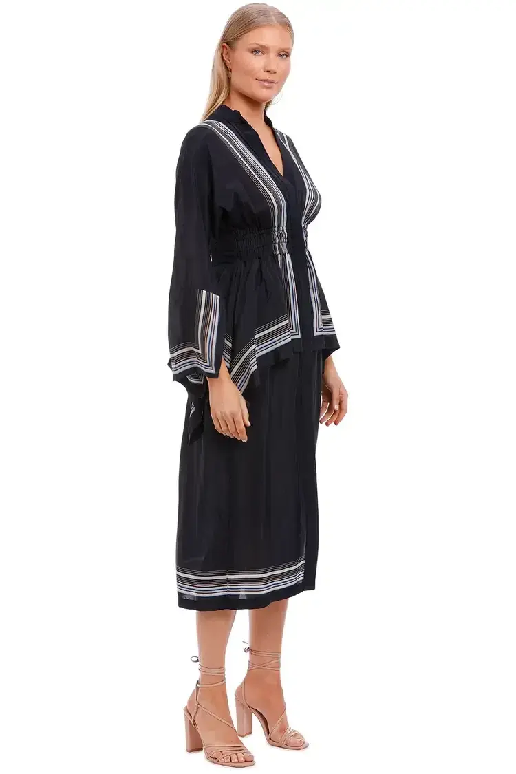 KITX Lady Boss Scarf Shirt Dress in Black Size 8 - Image 2