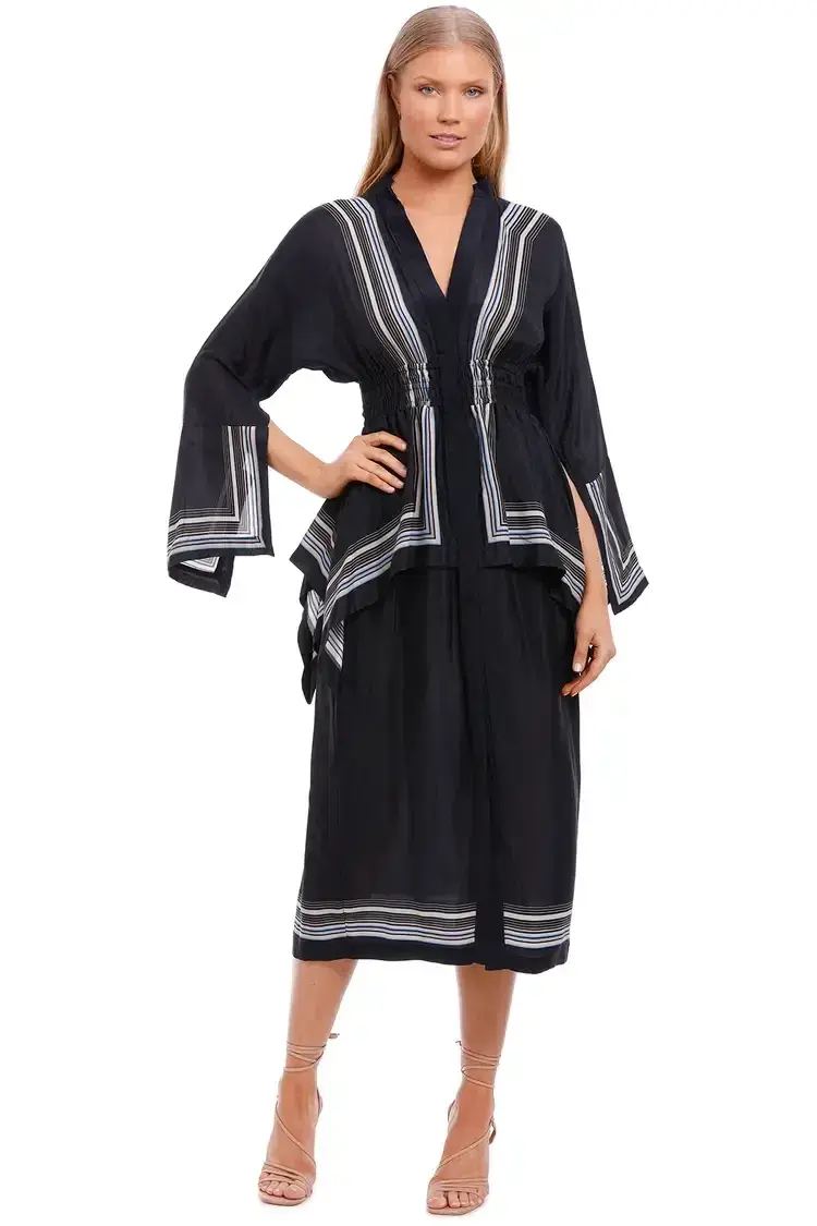 KITX Lady Boss Scarf Shirt Dress in Black Size 8 - Image 1