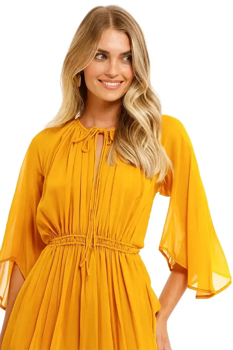 KITX Shell Drape Dress in Marigold Size 12 - Image 3