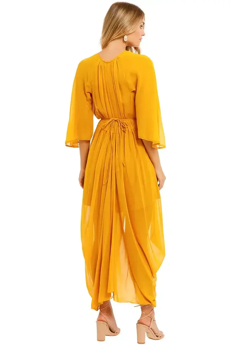KITX Shell Drape Dress in Marigold Size 12 - Image 4