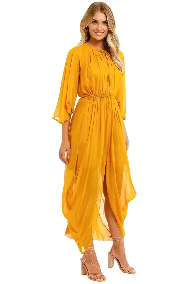 KITX Shell Drape Dress in Marigold Size 12 - Image 1