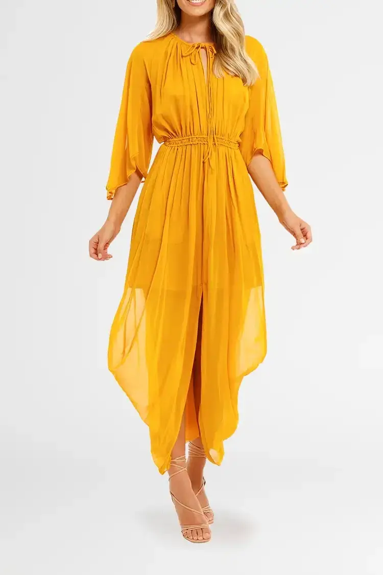 KITX Shell Drape Dress in Marigold Size 12 - Image 2