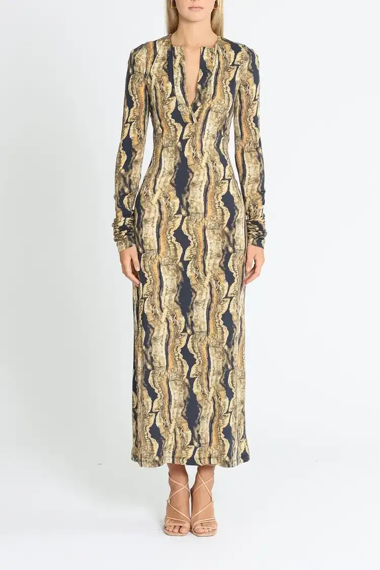 KITX Psychedelic Dress in Black Print Size 6 - Image 1