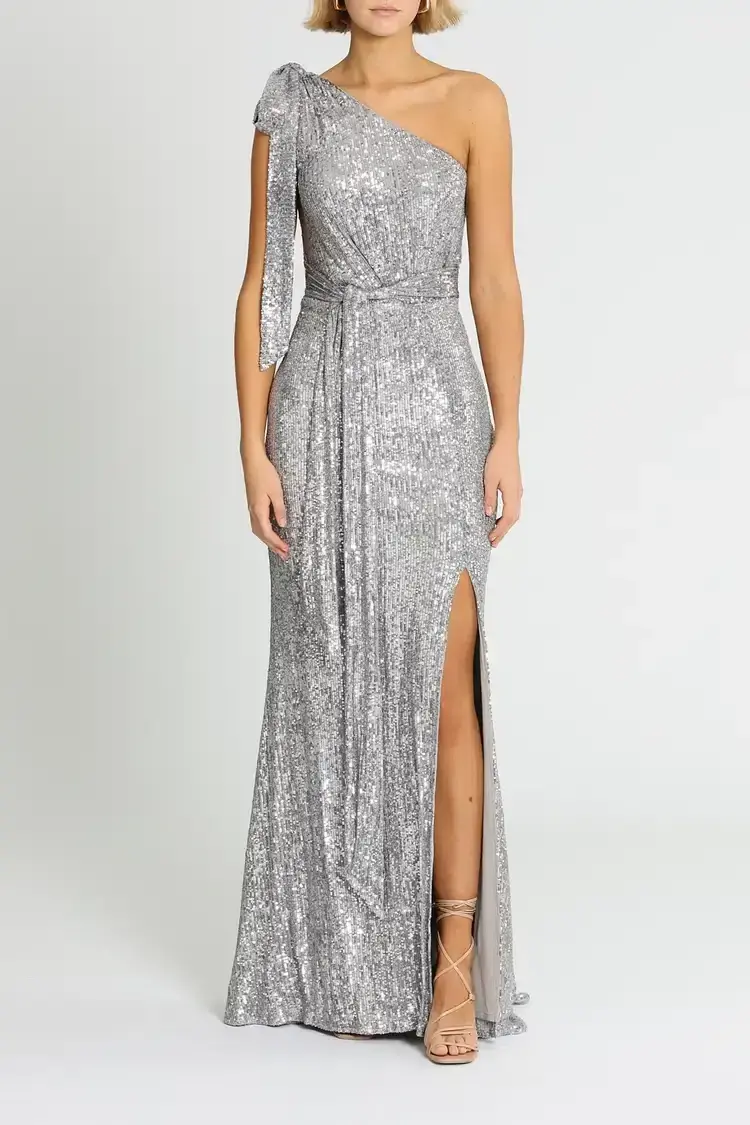Love Honor Scala Sequin Gown in Pewter Size 14  - Image 1