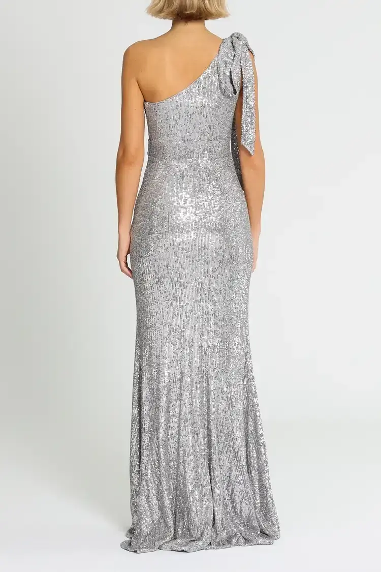 Love Honor Scala Sequin Gown in Pewter Size 8 for rent on The Volte - main image