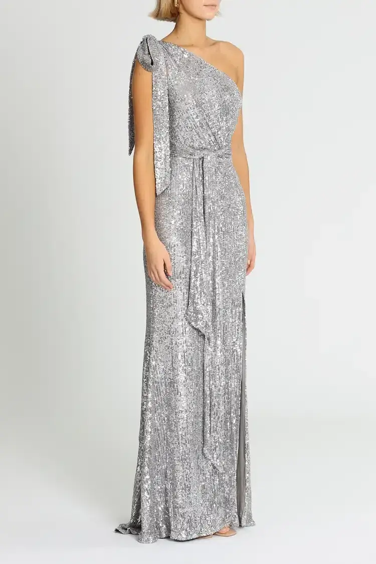Love Honor Scala Sequin Gown in Pewter Size 8 for rent on The Volte - main image