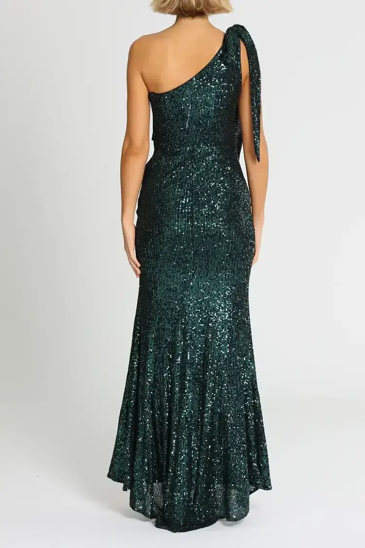 Love Honor Scala Sequin Gown in Emerald Size 12 for rent on The Volte - main image