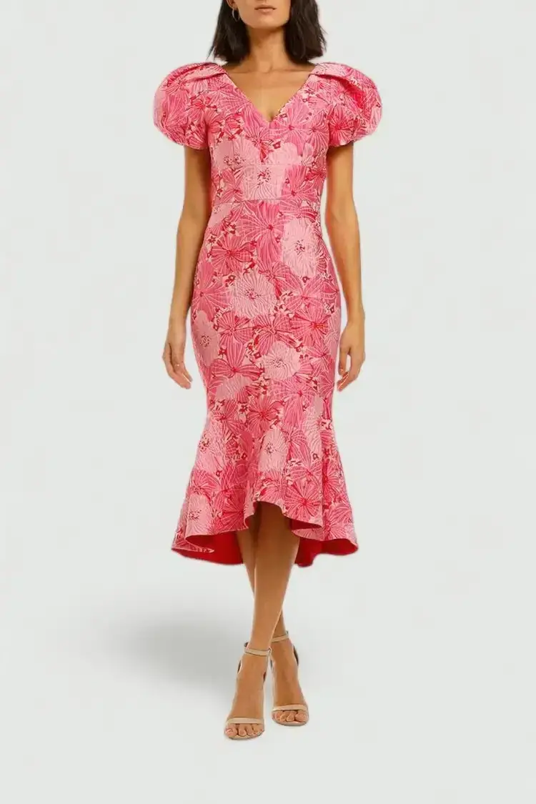 Love Honor Argento Midi in Pink Floral Size 16 - Image 2
