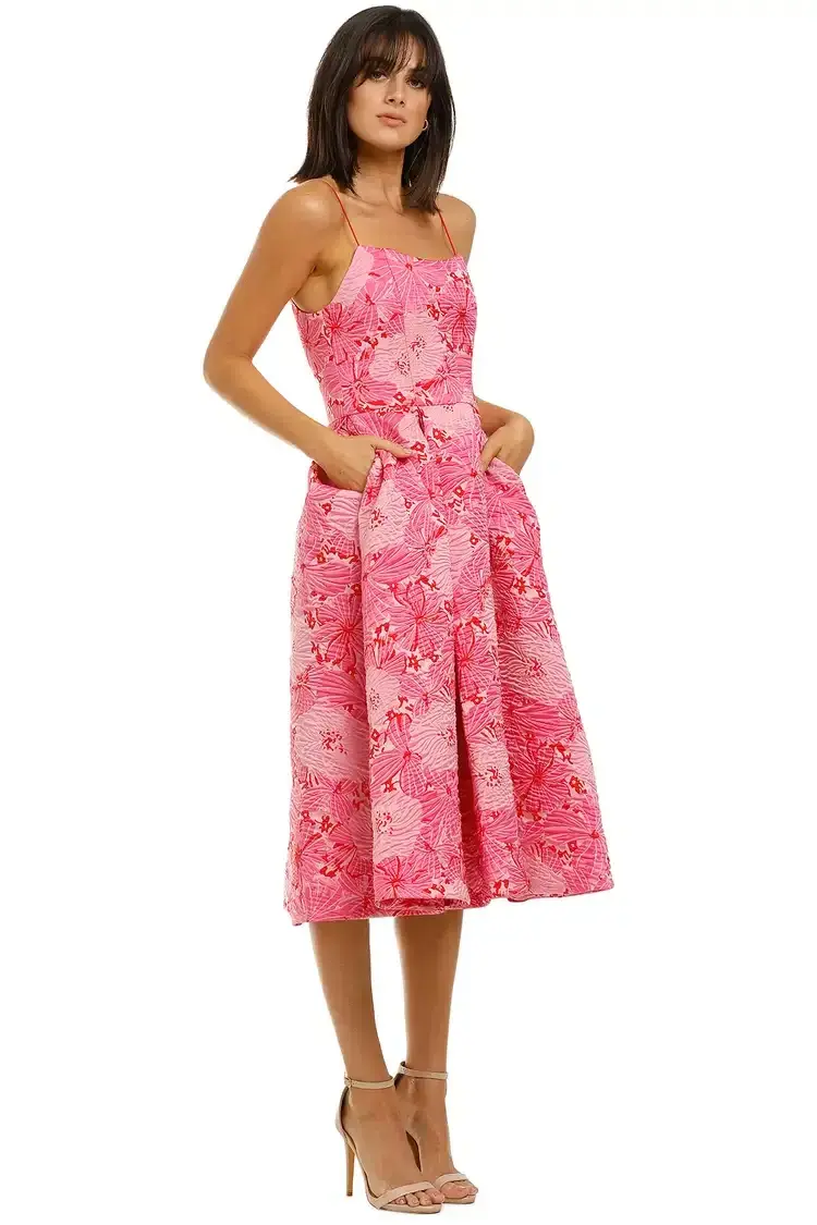 Love Honor Alexia Midi in Pink Floral Size 6 - Image 1