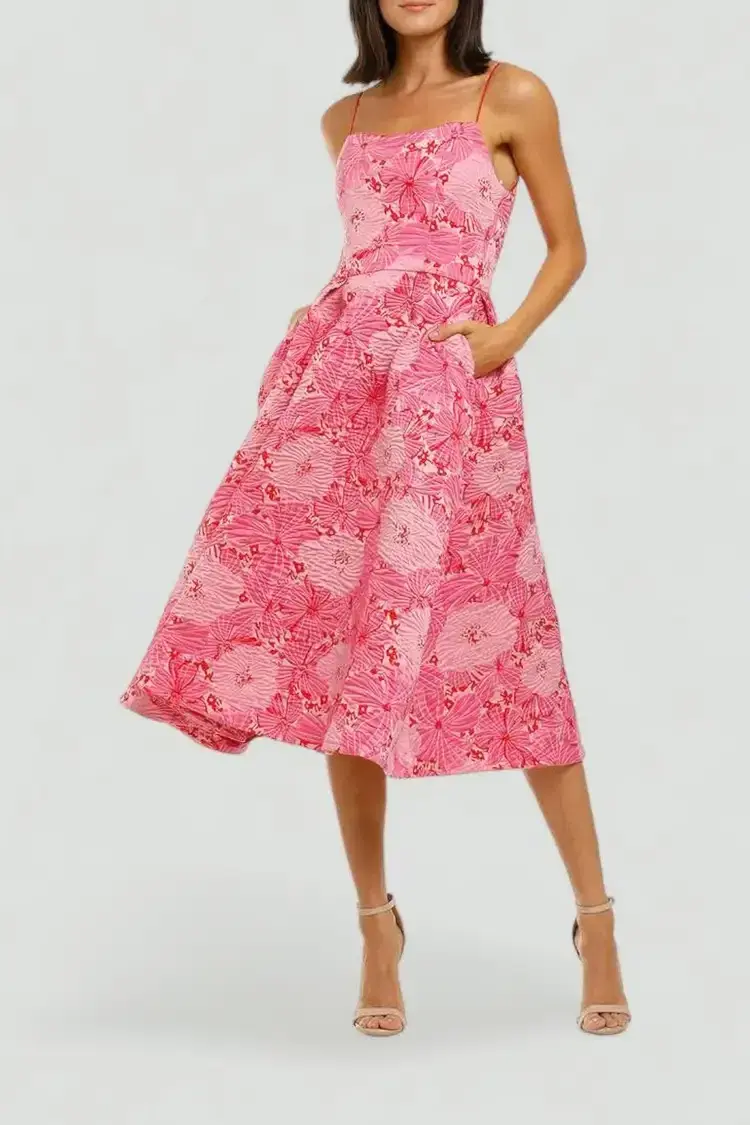 Love Honor Alexia Midi in Pink Floral Size 6 - Image 2
