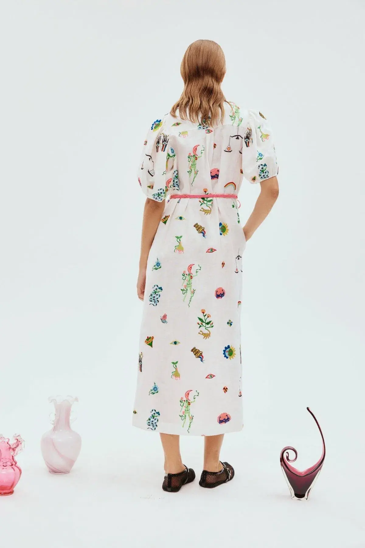 Alemais Atticus Embroidered Shirtdress White Print Size 16 - Image 2
