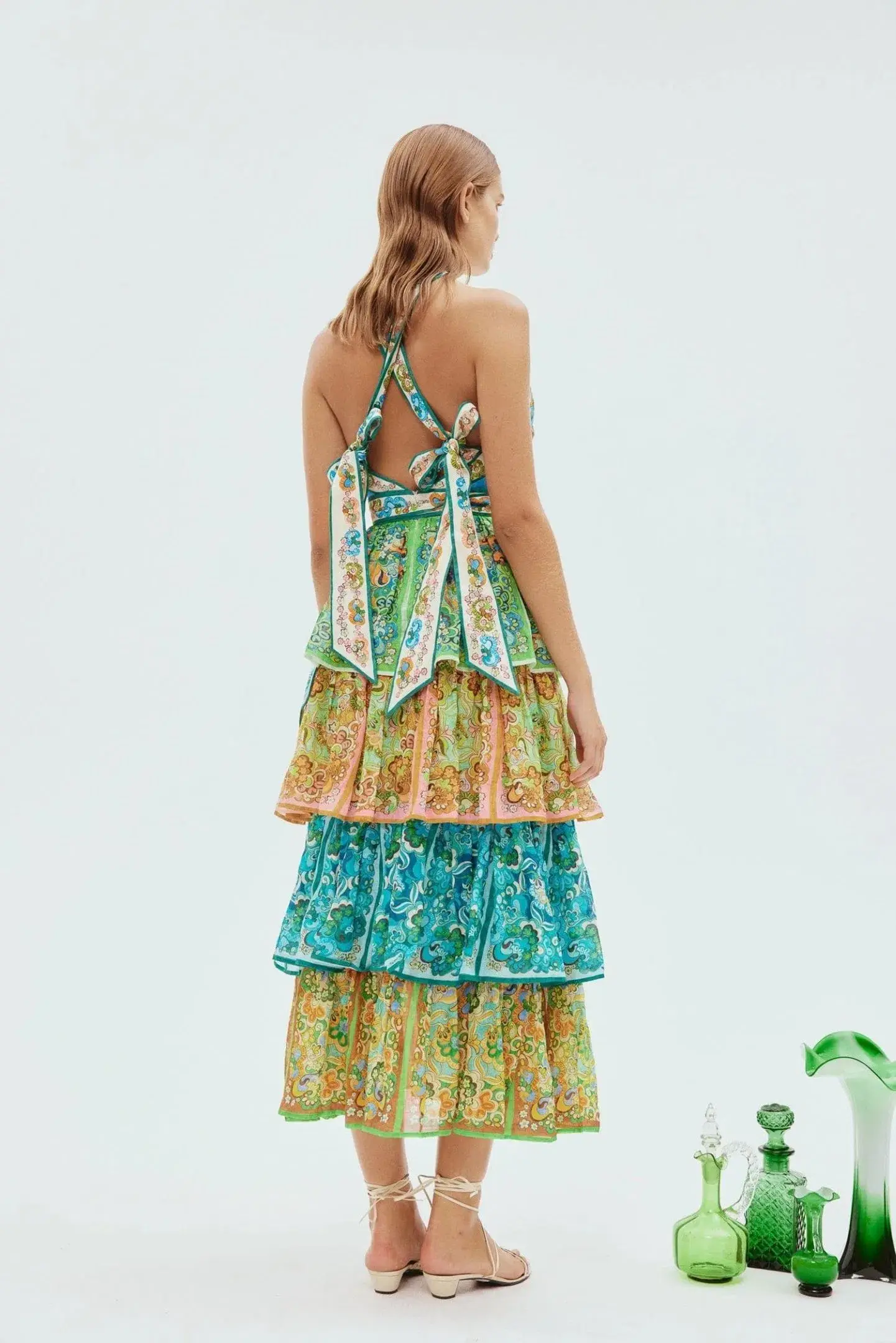 Alemais Dreamer Halter Tier Dress Multi Print Size 12 - Image 2