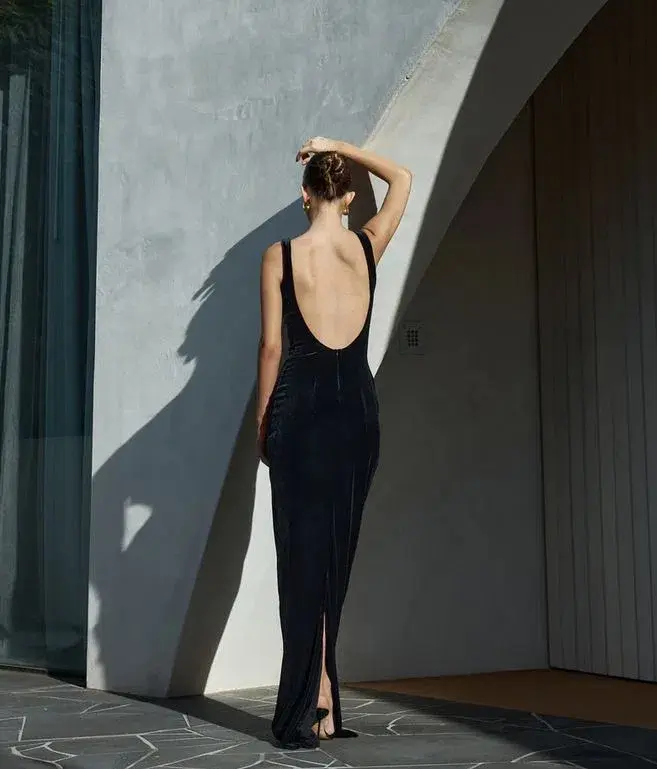 Verona Gown in Black Velvet size 10 - Image 3