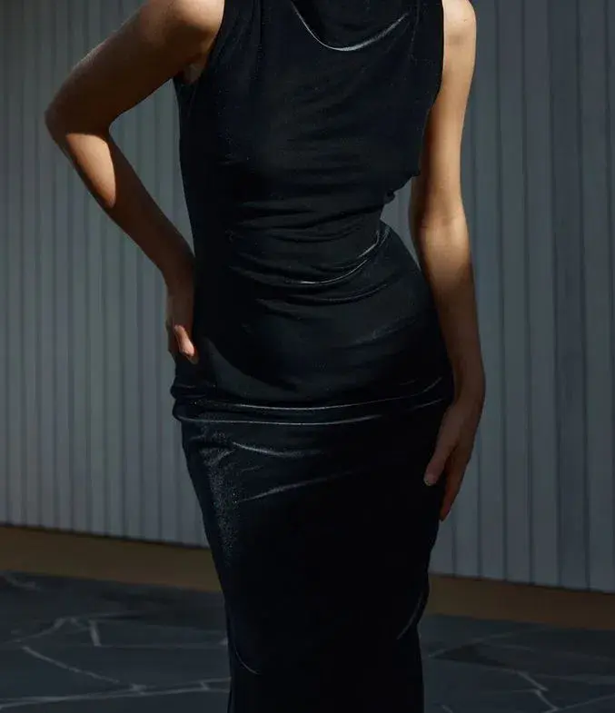 Verona Gown in Black Velvet size 10 - Image 1