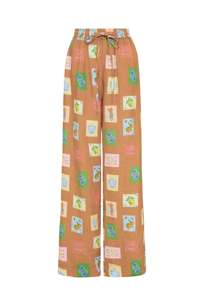 Palm Noosa Mirage Shirt and Hallie Pants Set Brown Emblem Size 8 - Image 6