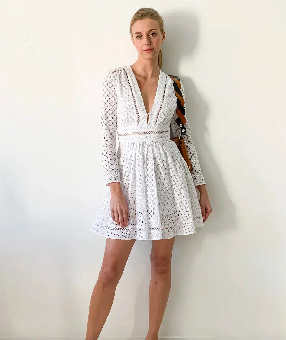 Zimmermann Ryker Broderie Dress in White Size 1 / AU 10 for rent on The Volte - main image