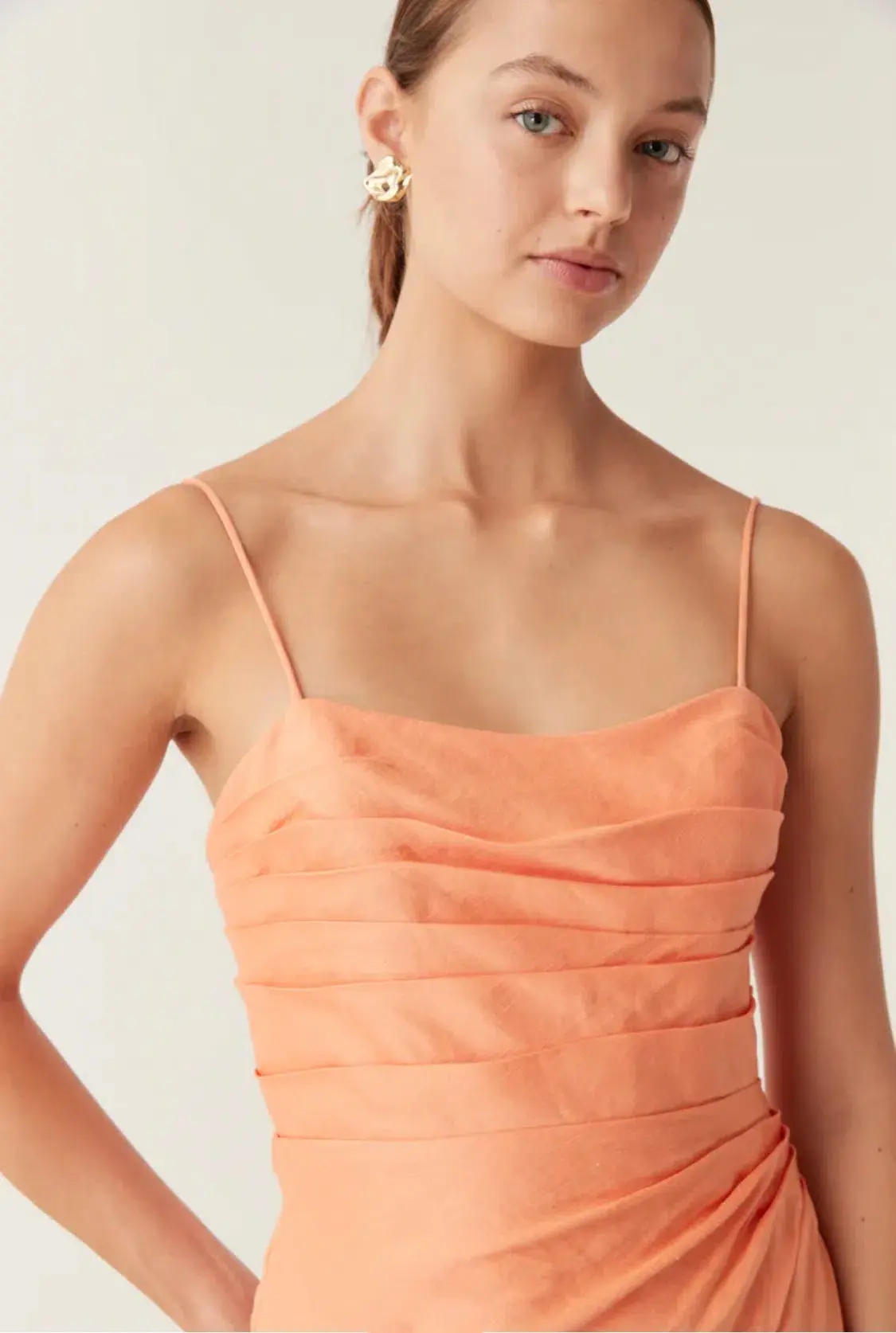 Aje Clarice Draped Maxi Dress Sunset Orange Size 8 - Image 4