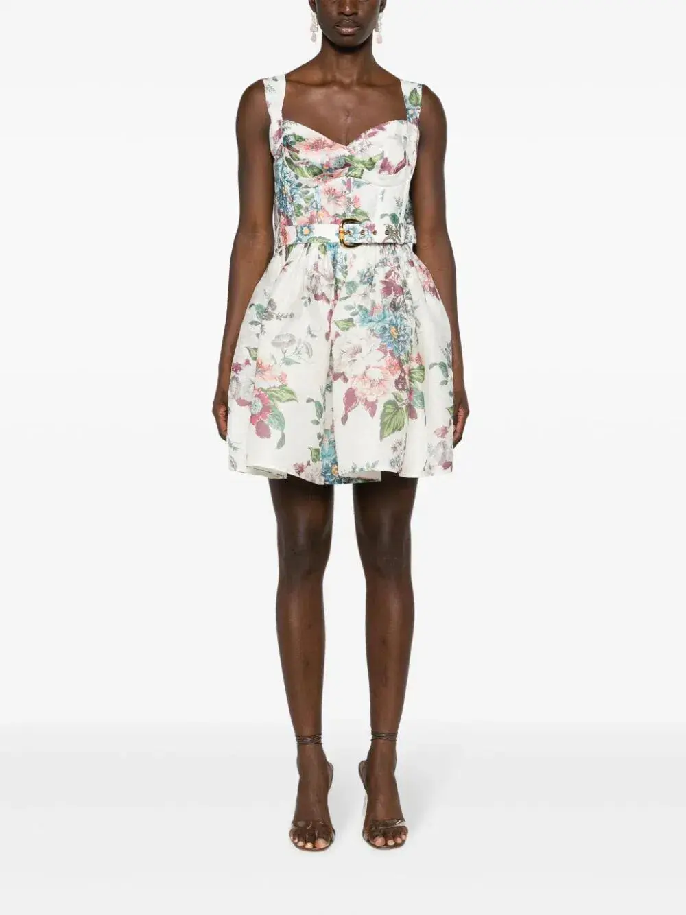 Zimmermann The Matchmaker Midi Dress In Ivory Barkcloth Print Size 0p/Au 6 - Image 1