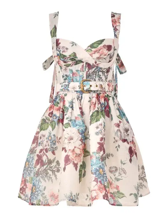 Zimmermann The Matchmaker Midi Dress In Ivory Barkcloth Print Size 0p/Au 6 - Image 2