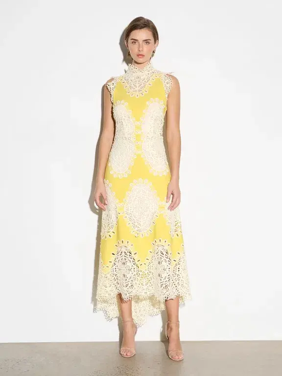 Moss and Spy Mimosa A line Dress Yellow Size 14 - Image 3