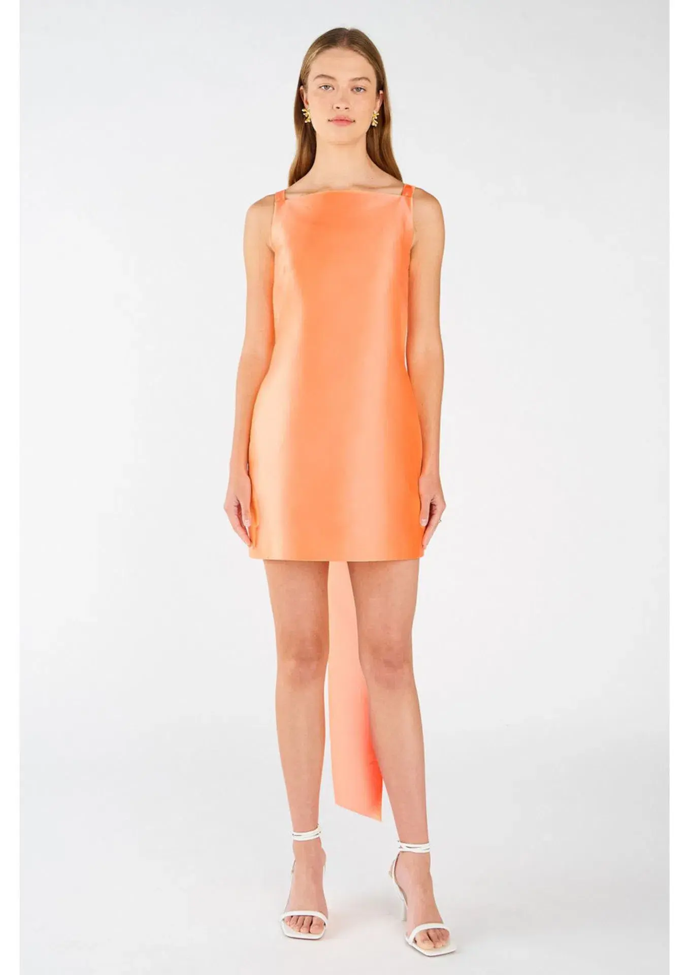 Oroton Drape Back Mini Dress in Bright Melon Size 8  - Image 1