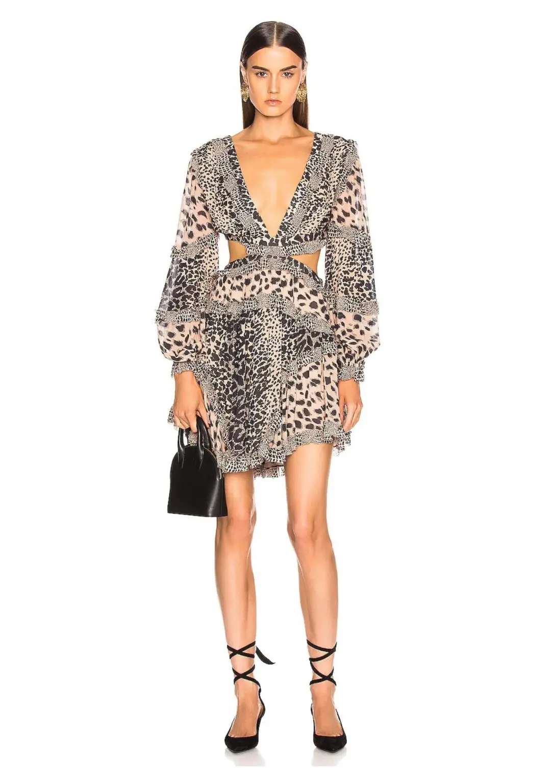 Zimmermann Allia Cut Out Mini Dress Print Size 0 / AU 8 for rent on The Volte - main image