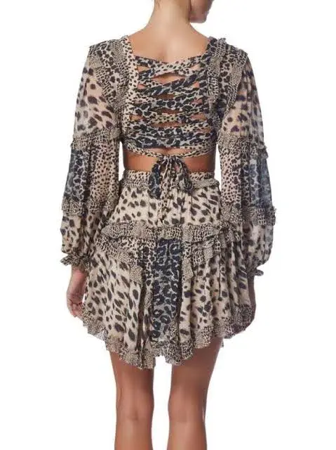 Zimmermann Allia Cut Out Mini Dress Print Size 0 / AU 8 for rent on The Volte - main image