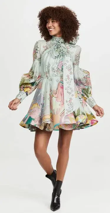 Zimmermann Concert Tie Neck Mini Dress Mint Collage Size 0 / AU 8 - Image 6