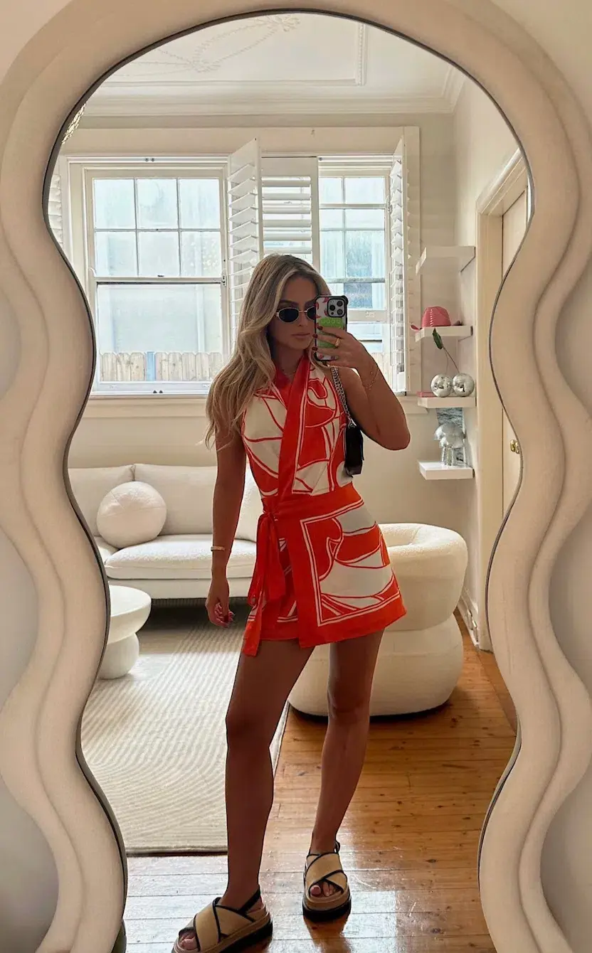 Sir the Label Ramona Wrap Halter Mini Dress Print Size 10 for rent on The Volte - main image