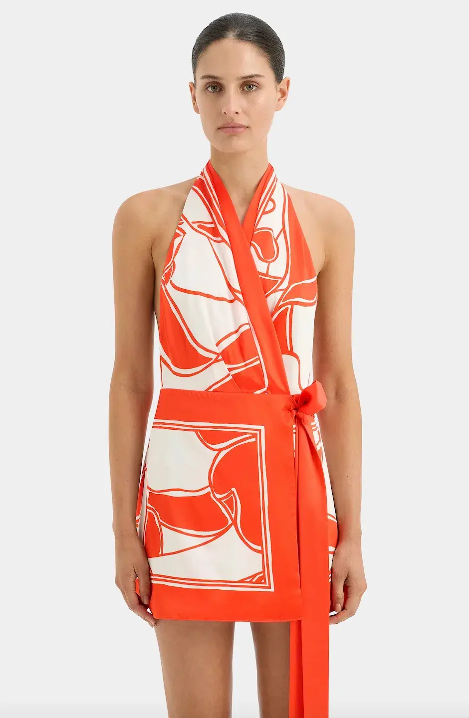 Sir the Label Ramona Wrap Halter Mini Dress Print Size 10 - Image 3