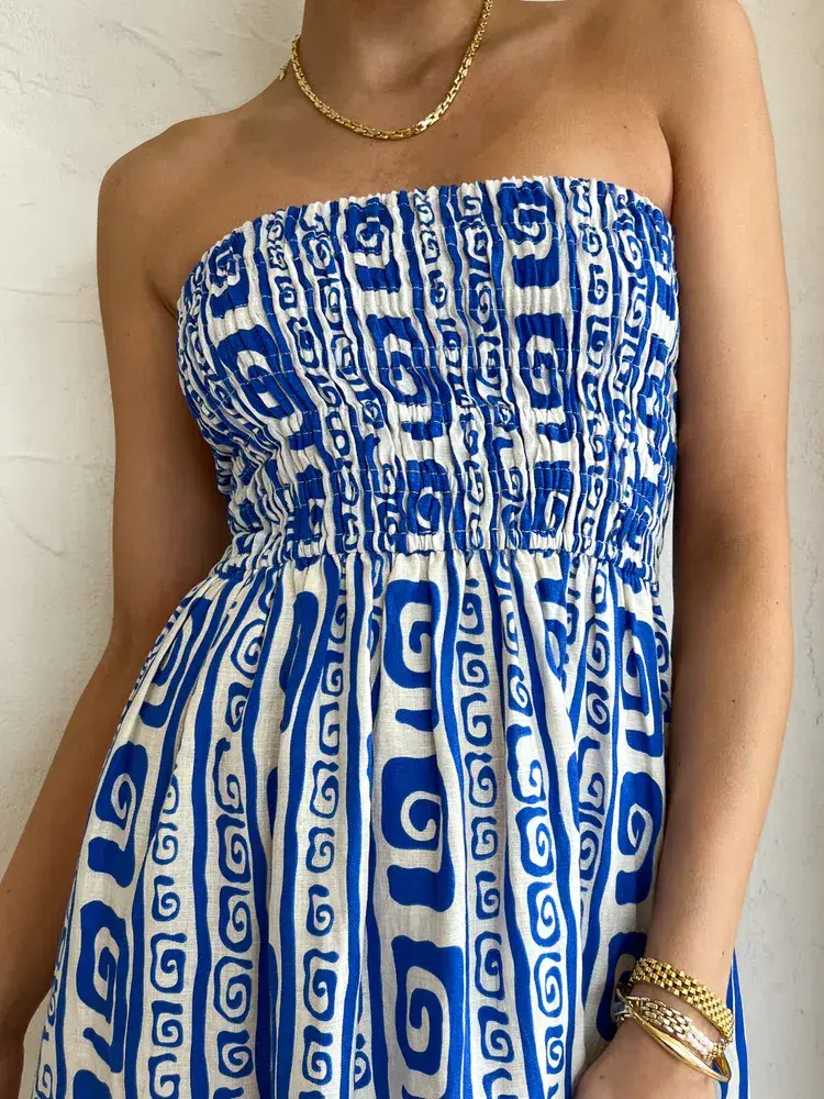 Faithfull the Brand Musee Midi Dress in Island Blue Pacific Print Size 6 - Image 4