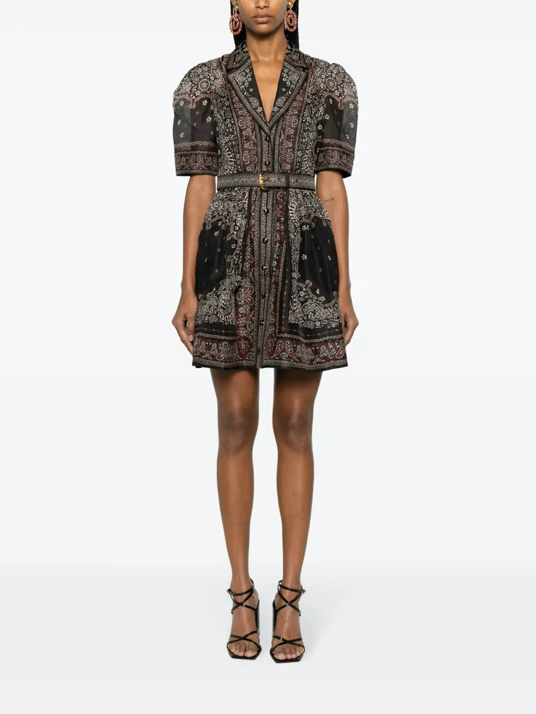 Zimmermann Matchmaker Mini Shirt Dress Black Bandana Size 0 / AU 8 for rent on The Volte - main image