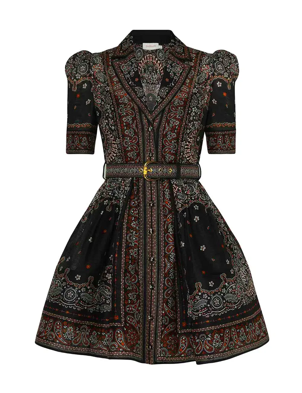 Zimmermann Matchmaker Mini Shirt Dress Black Bandana Size 0 / AU 8 for rent on The Volte - main image