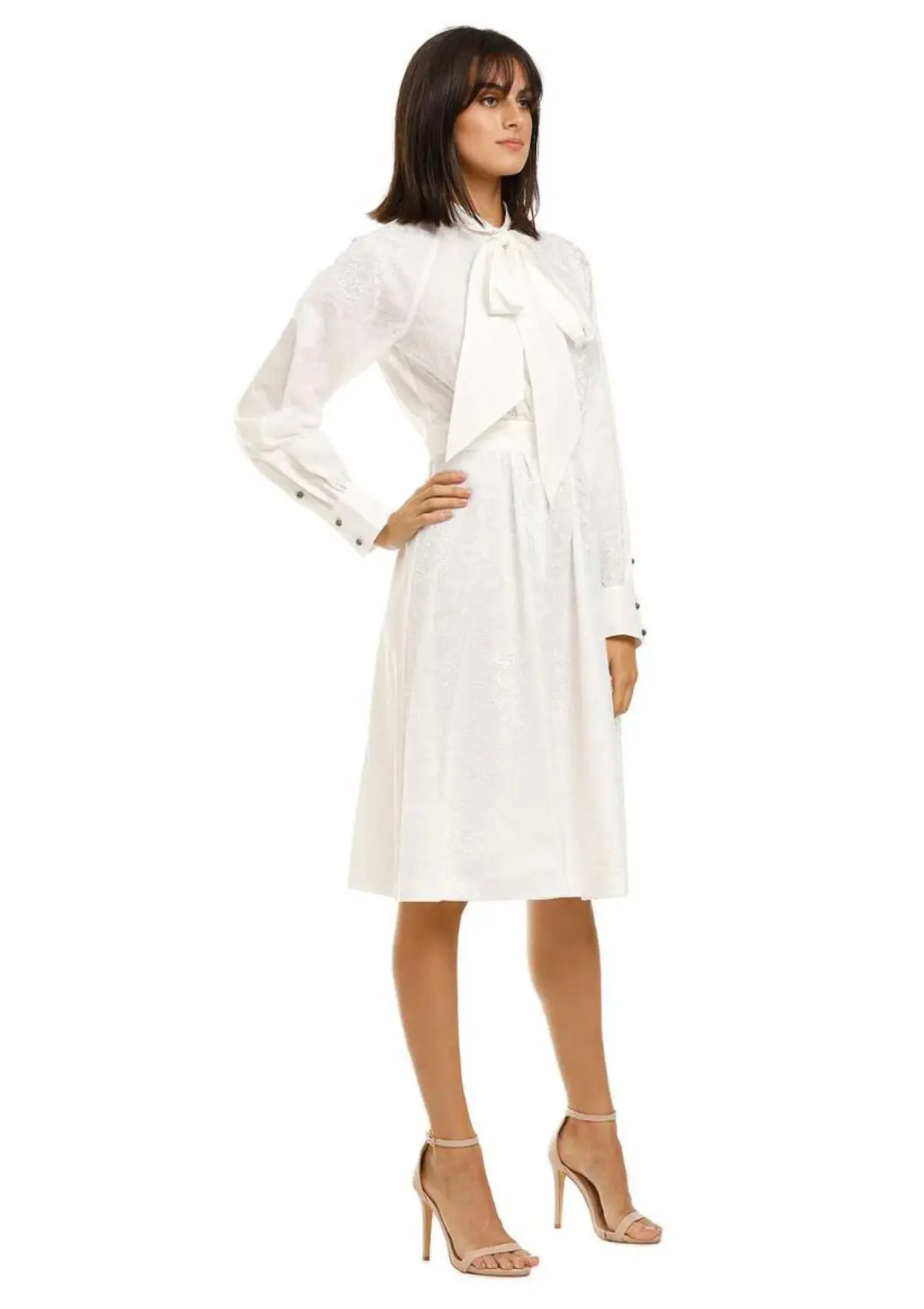 Leo Lin Serenity Lace Shirt Dress in White Size 8 - Image 1