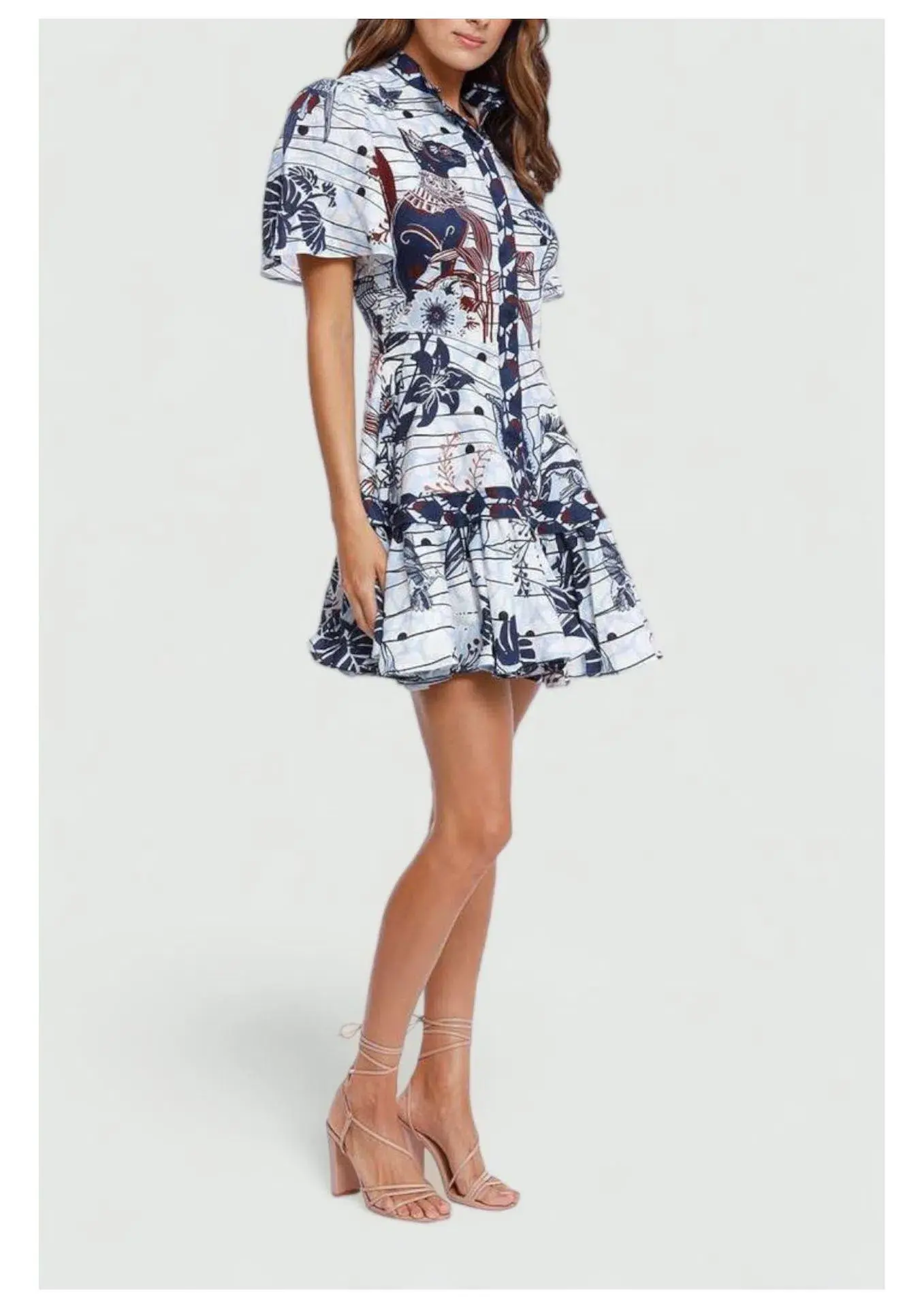 Leo Lin La Casa Linen Mini Dress Print Size 6 - Image 1