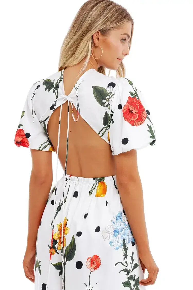 Leo Lin La Flor Midi Dress in Multi Floral Size 10 for rent on The Volte - main image