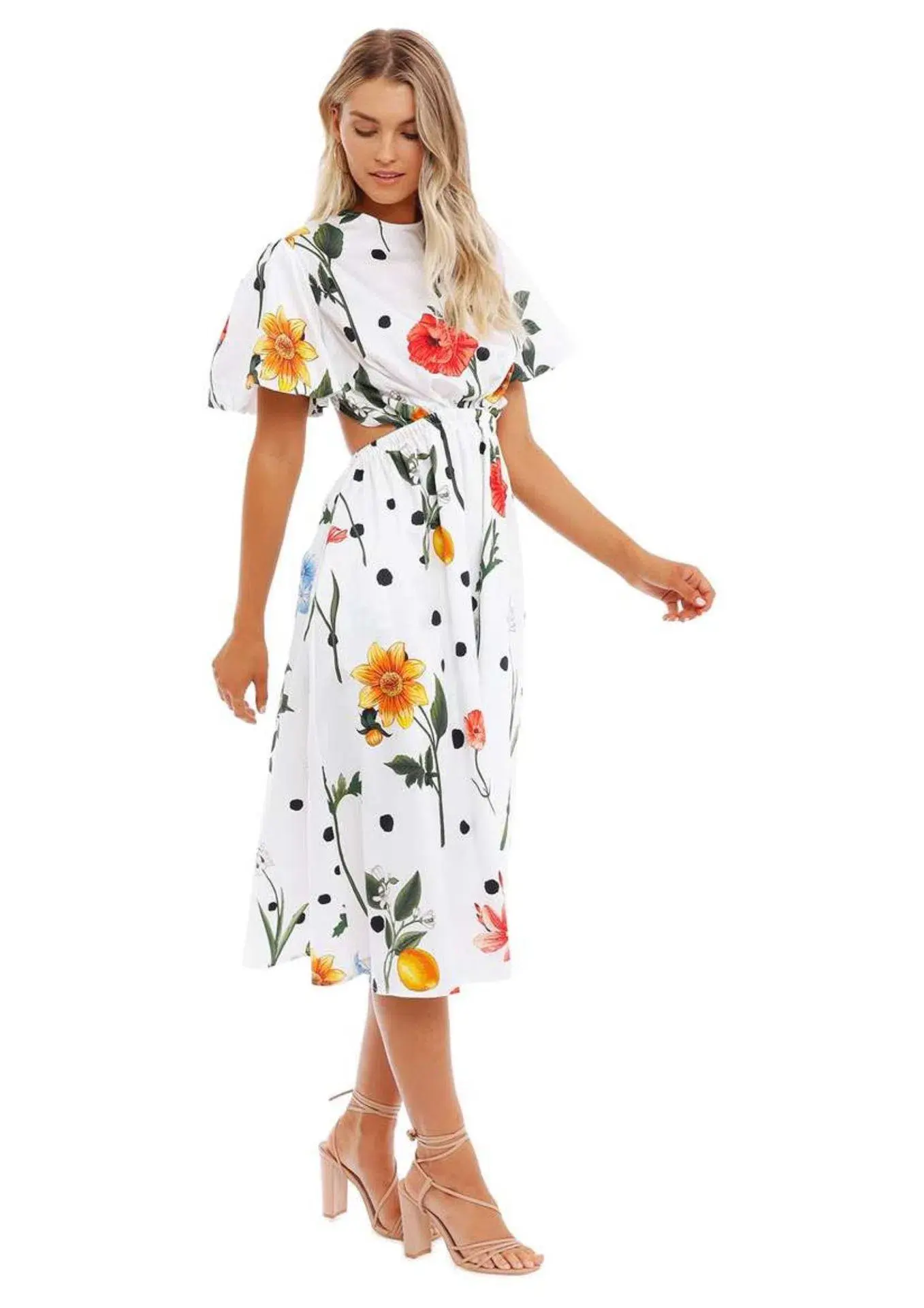 Leo Lin La Flor Midi Dress in Multi Floral Size 14 - Image 1