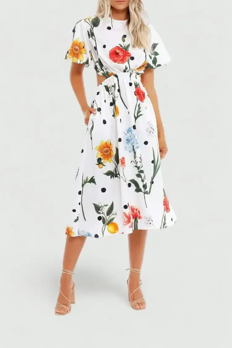 Leo Lin La Flor Midi Dress in Multi Floral Size 8 - Image 2