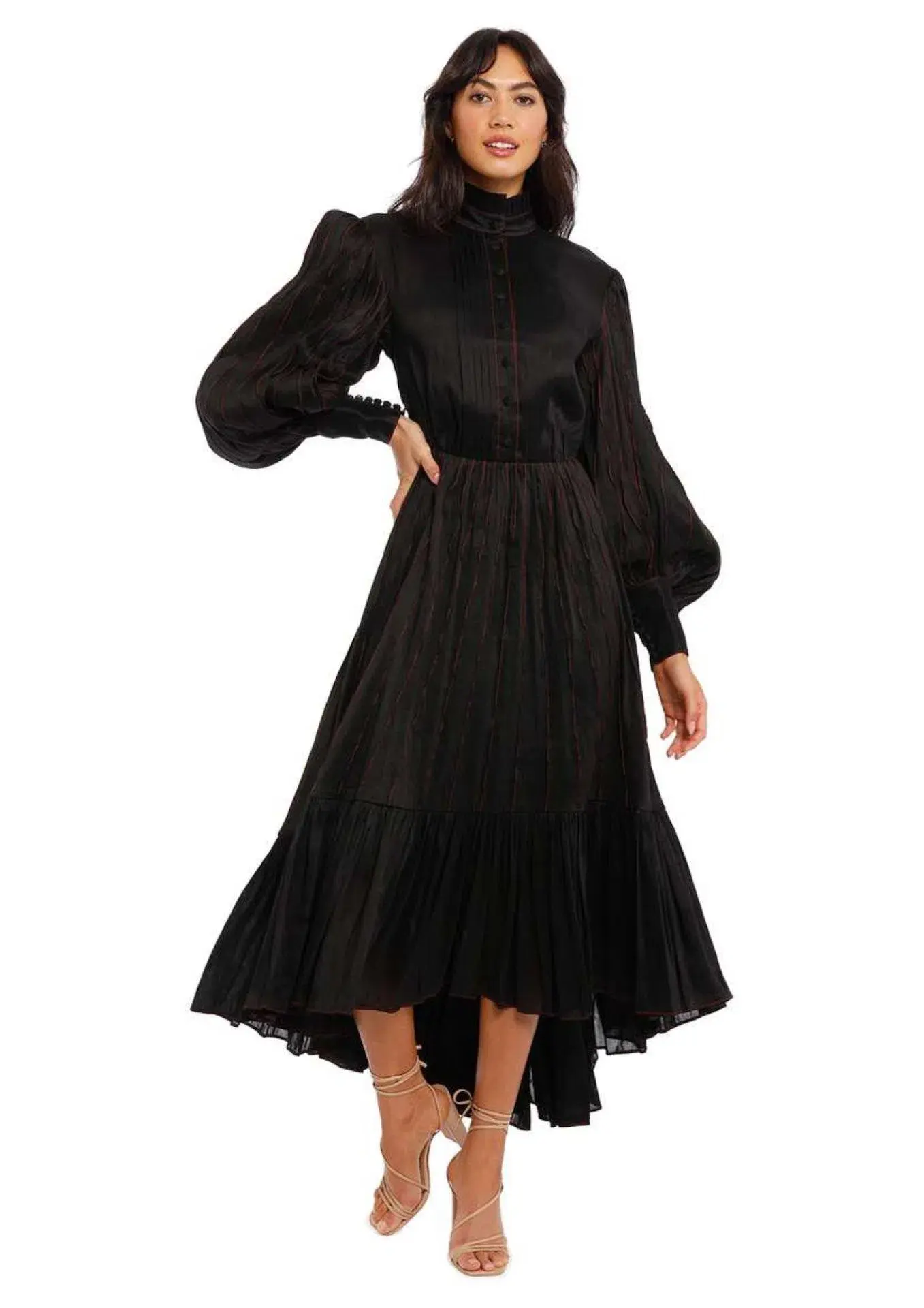 Leo LinMidnight Silk Linen Dress in Black Size 8 - Image 1