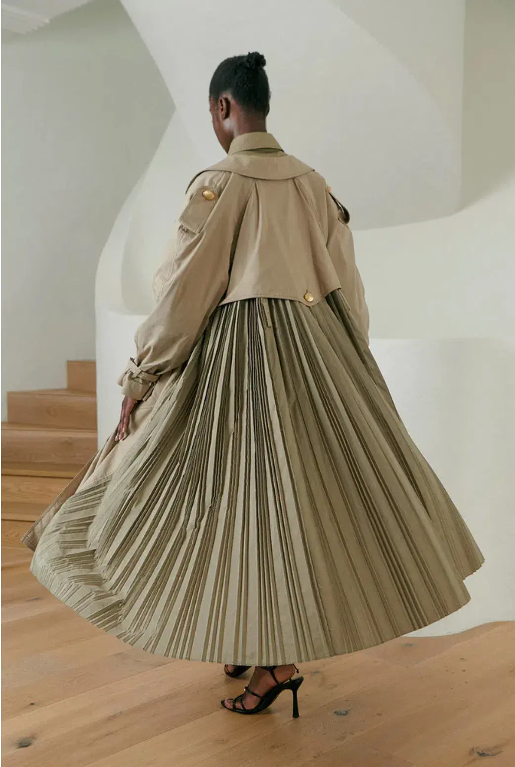 Aje Prima Pleat Trench Coat Desert Khaki Size 12  - Image 4