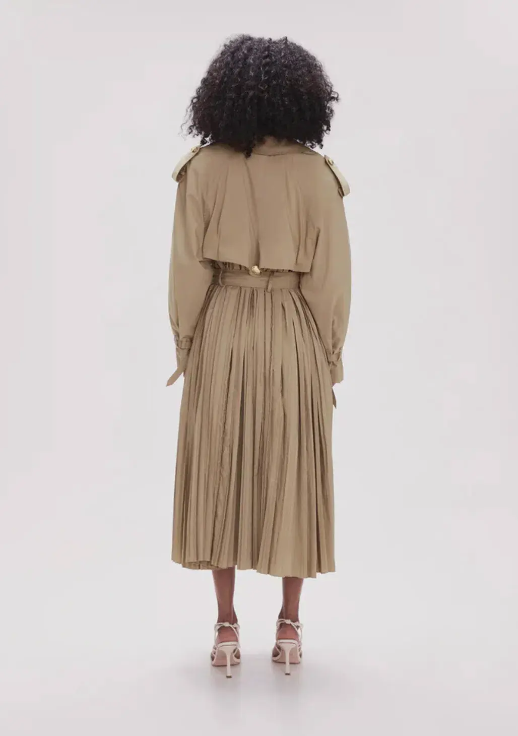 Aje Prima Pleat Trench Coat Desert Khaki Size 12  - Image 3