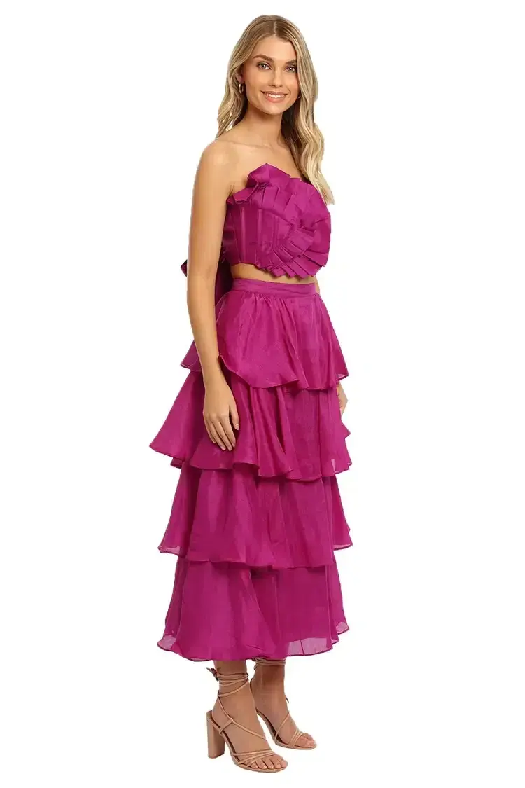 Leo Lin Violet Bustier and Skirt Set Size 14 for rent on The Volte - main image