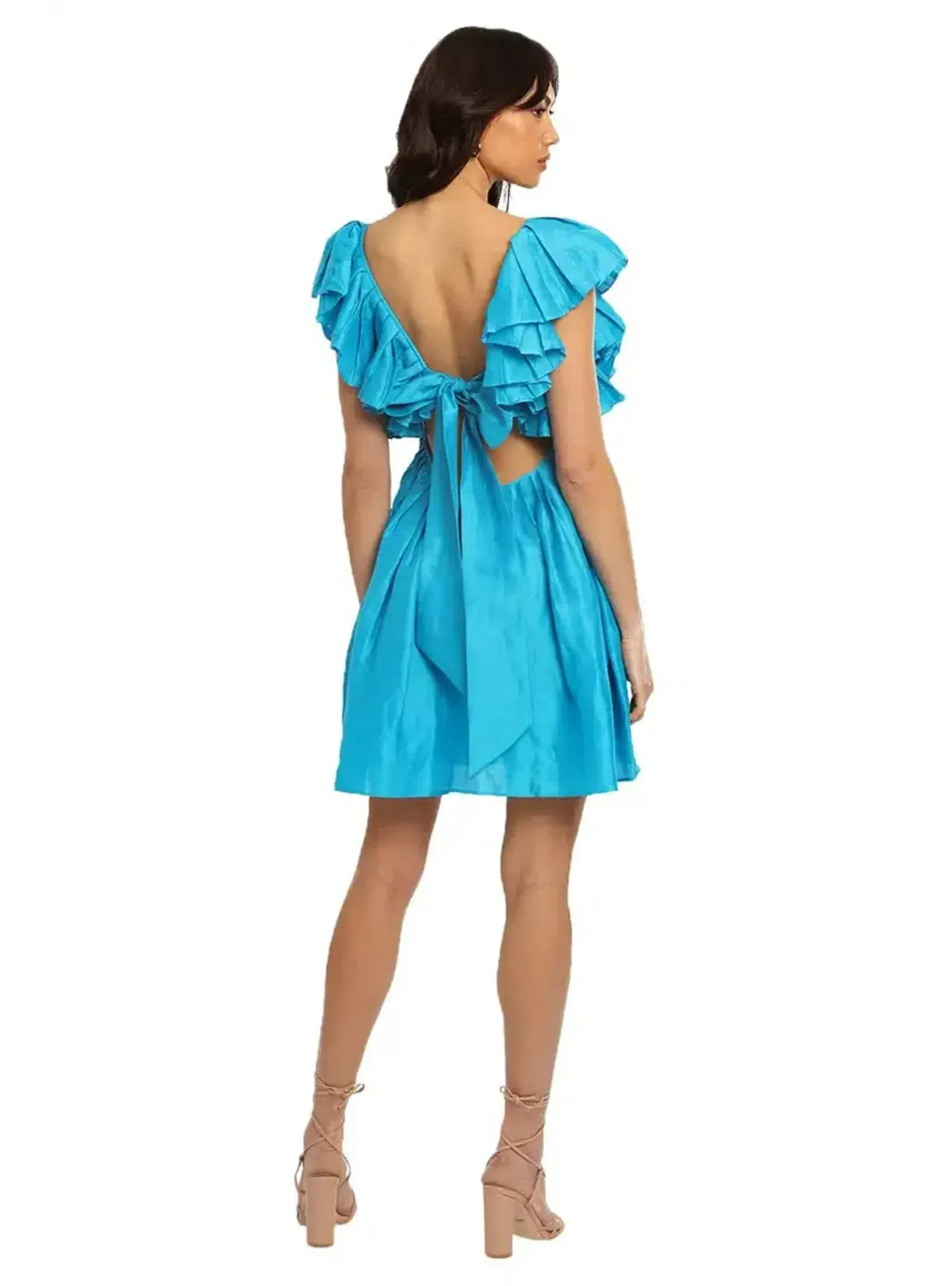 Leo Lin Azure Mini Dress in Blue Size AU 12 - Image 3