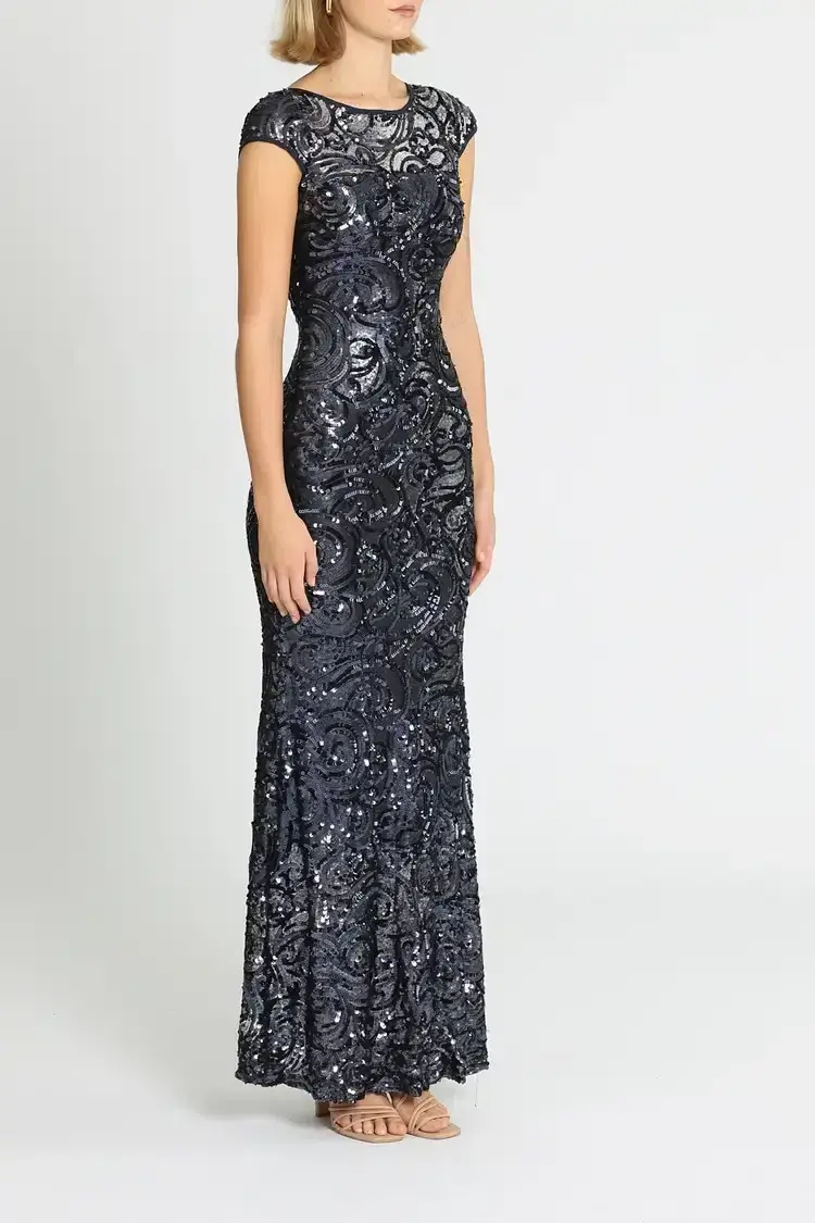 Langhem Katia Sparkle Gown in Navy Size 18 - Image 2