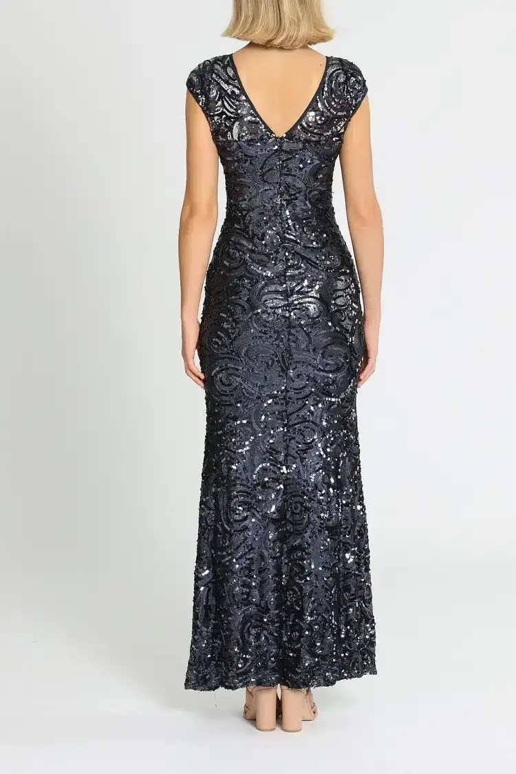 Langhem Katia Sparkle Gown in Navy Size 18 - Image 3