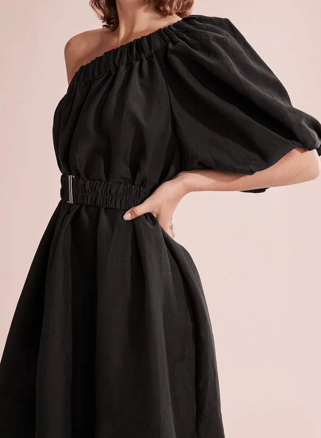 Country Road One Shoulder Mini Dress Black Size 6 - Image 2
