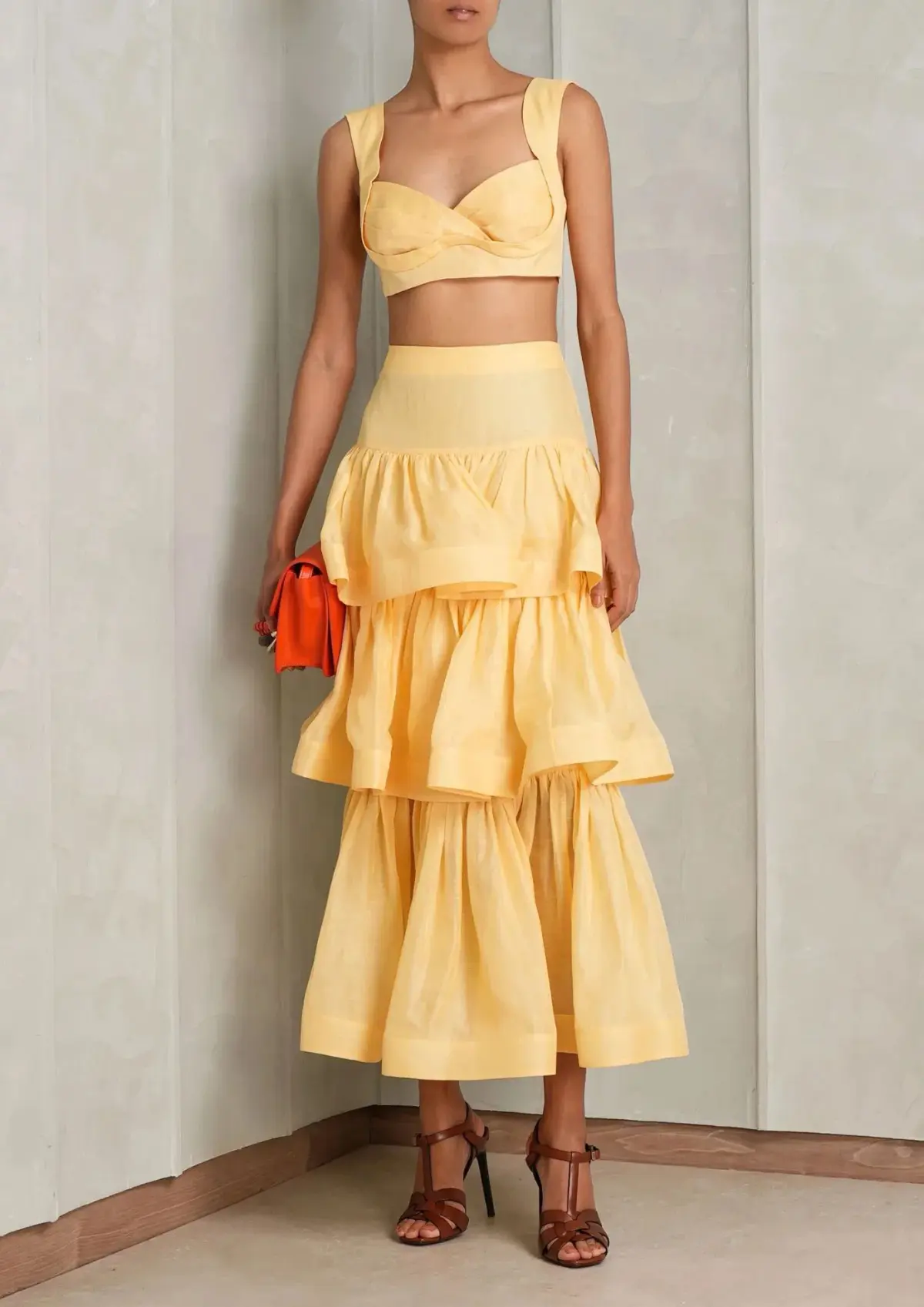 Zimmermann Coaster Bralette And Tiered Skirt In Set Butter Size 1 / AU 10 - Image 2